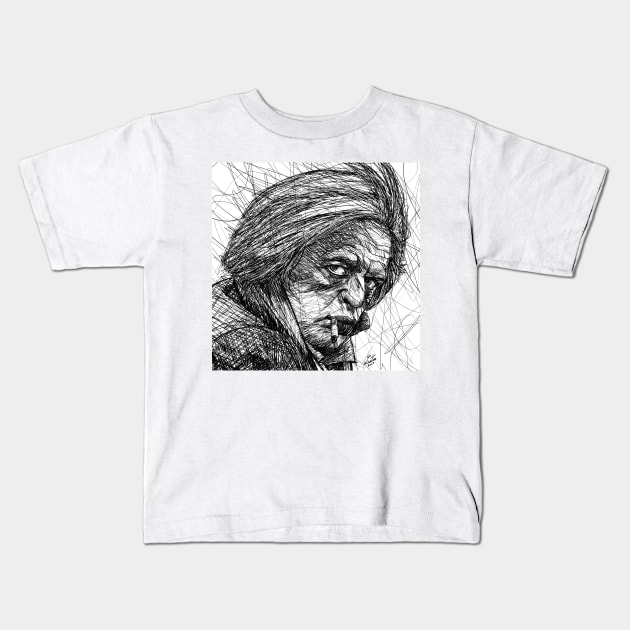 KLAUS KINSKI ink portrait .1 Kids T-Shirt by lautir